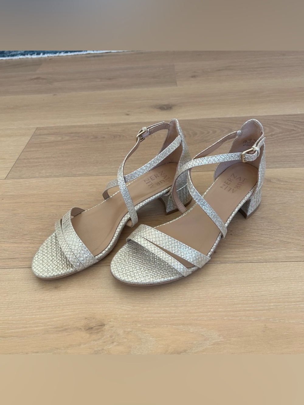 Naturalized Women’s Gold June Mid-Heel Dress Sandals Size 7.5 NEW